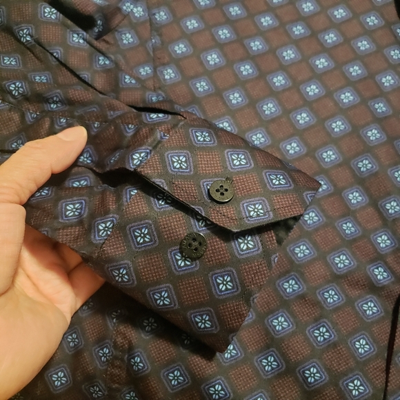 LAMASINI...BURGUNDY-BLUE LONG SLEEVE BUTTON UP SHIRT..SIZE:XL - Picture 7 of 10